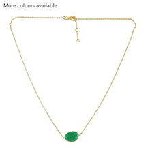 Gouden Ketting Ovalen Edelsteen groene onyx