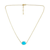 Gouden Ketting Ovalen Edelsteen blauwe onyx
