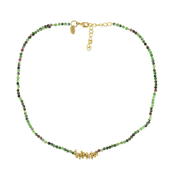 Ruby Josite Necklace With Brass Details