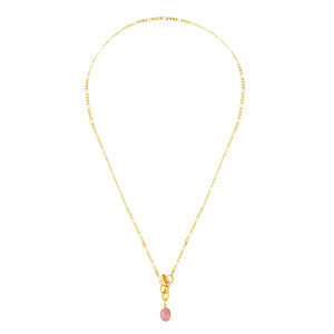 Gouden Ketting Roze Opaal Bedel