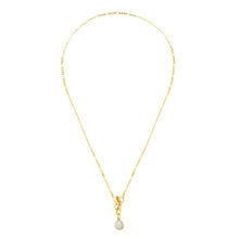 Figaro gouden ketting met witte onyx bedel