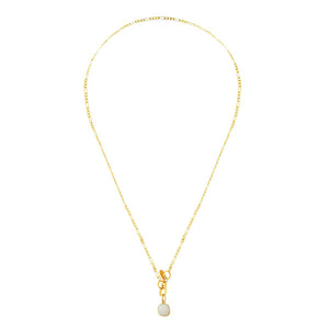 Figaro gouden ketting met witte onyx bedel