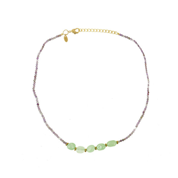 Fine Beads Chain Necklace With Thumble Stones