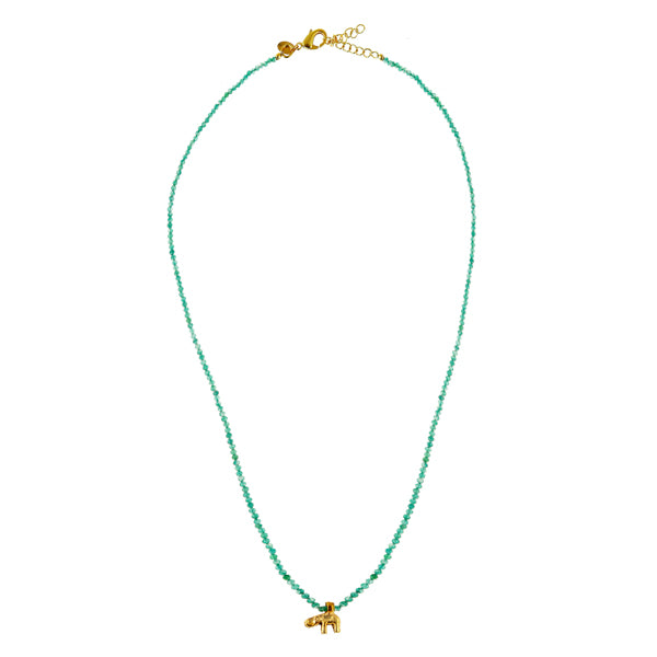 Green Onyx Gold Charm Necklace 