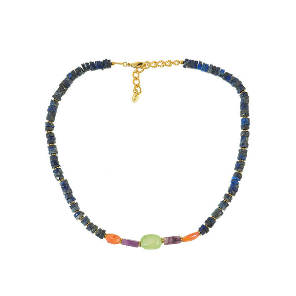 Faceted Necklace With Lapis Stones