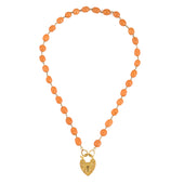 Oranje Jade Edelsteen Ketting Met Hart slot