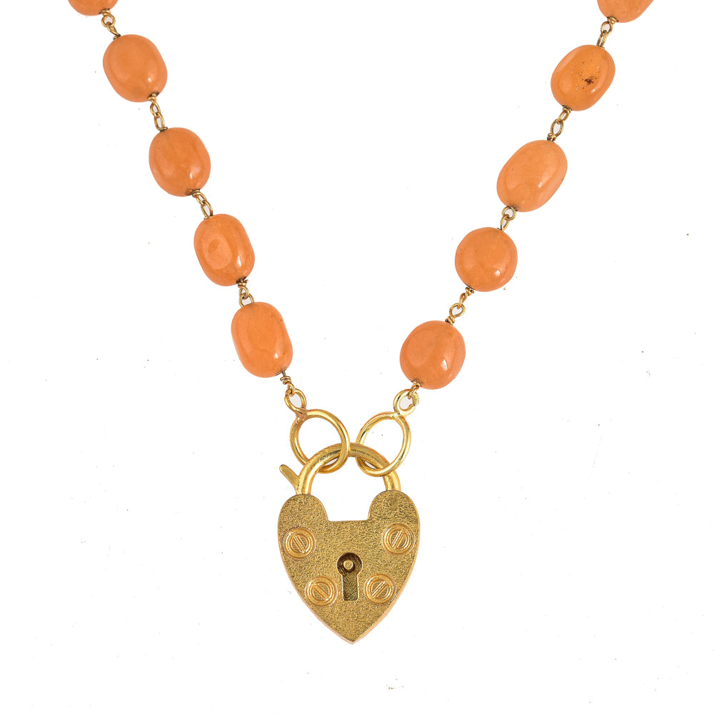 Oranje Jade Edelsteen Ketting Met Hart slot