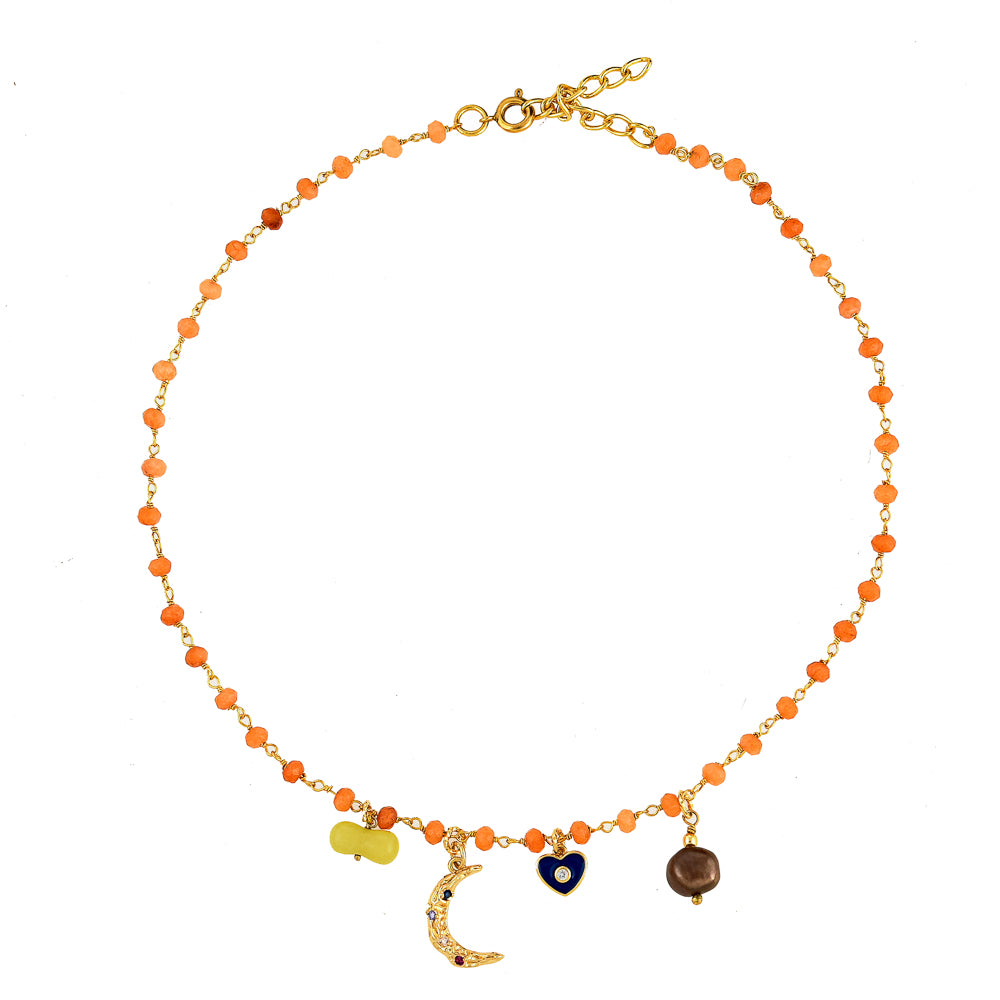 Oranje Jade Ketting Met Bedels