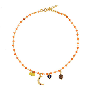 Oranje Jade Ketting Met Bedels