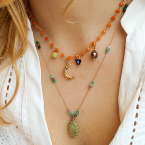 Oranje Jade Ketting Met Bedels