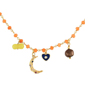 Oranje Jade Ketting Met Bedels