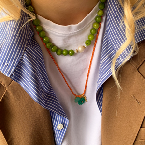 Oranje_koordje_groene_jade ketting