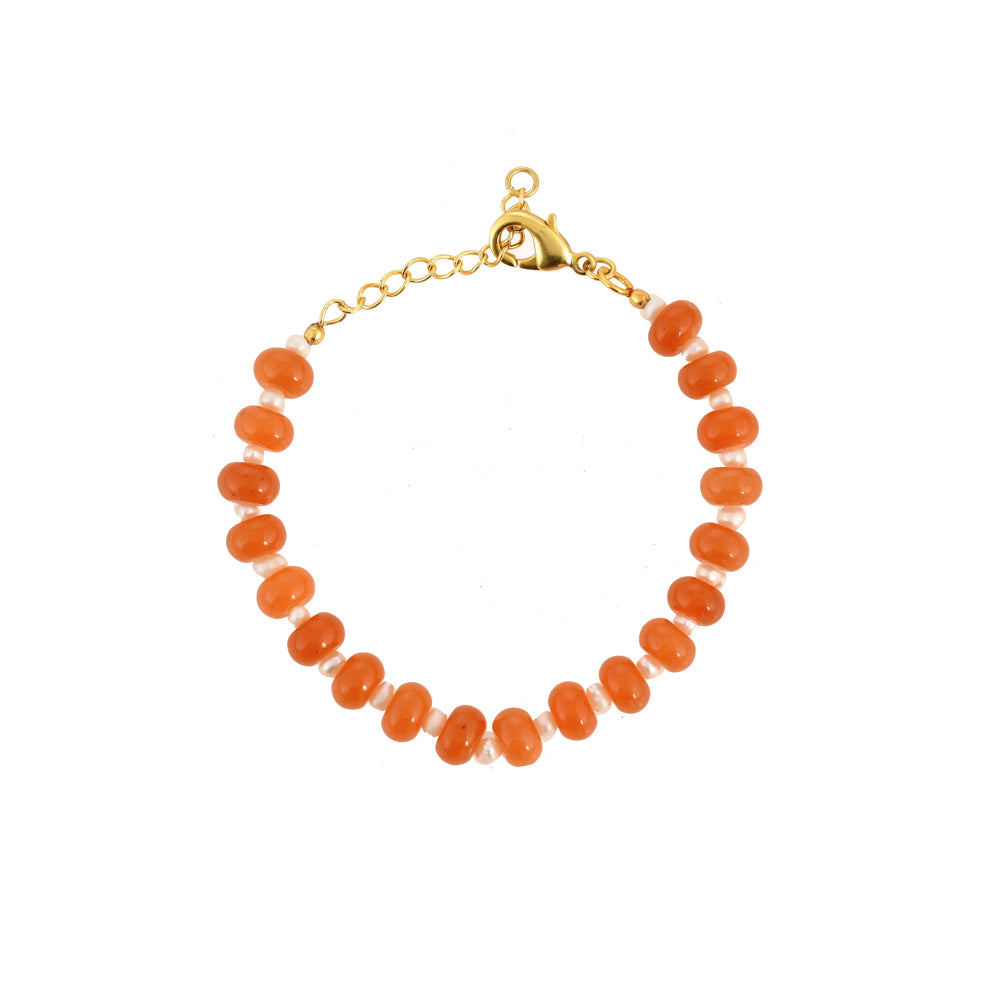 Parel en Carneool Edelstenen Armband