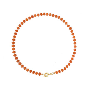 Parel en Edelstenen Ketting Oranje Jade