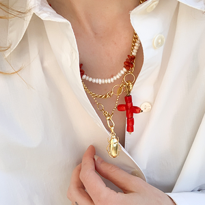 Parelketting met Koraal