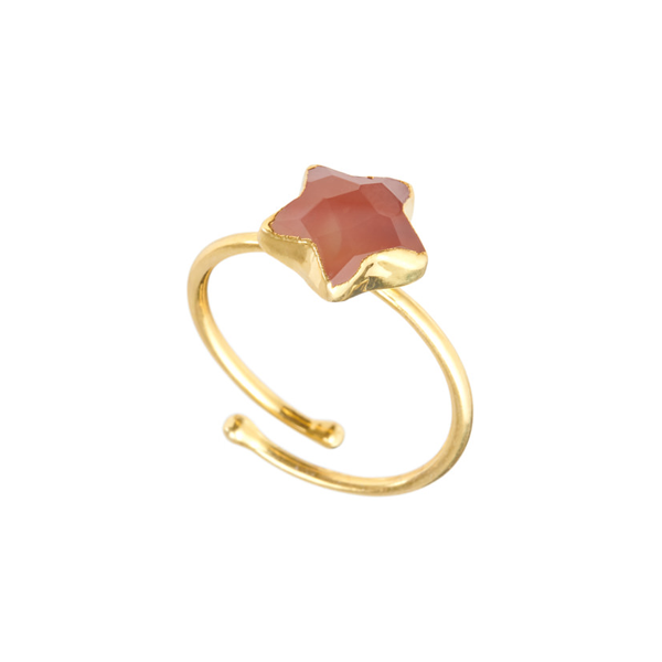 Statement gold plated Ring with a carnelian star stone for woman
