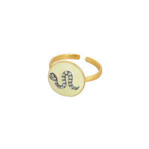 Gouden Ring Emaille Slang Wit