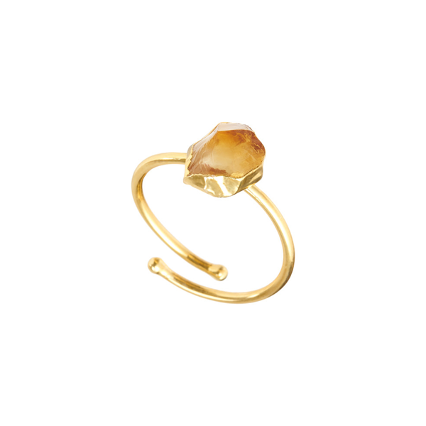 Statement gold plated Ring with a orange stone for woman