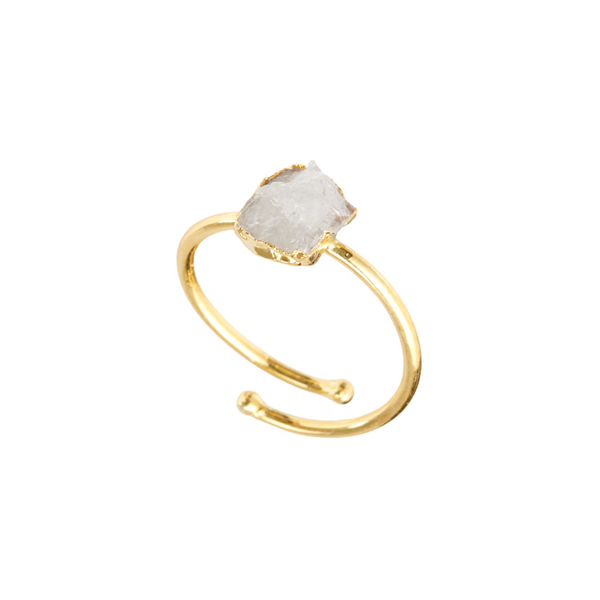 Statement goldplated Ring with a white stone for woman