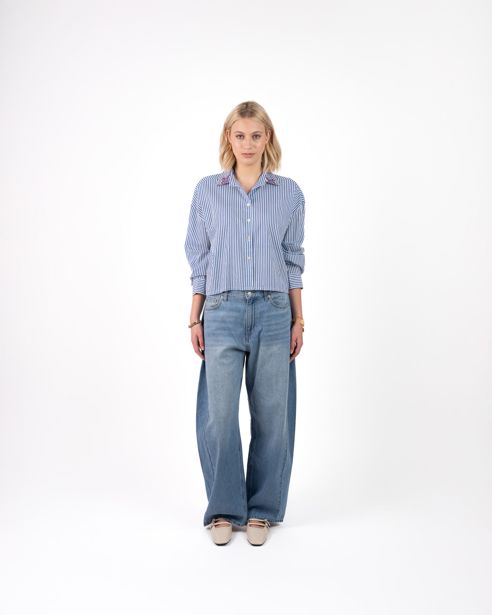 Rania Crop Blouse Bloem Kraag