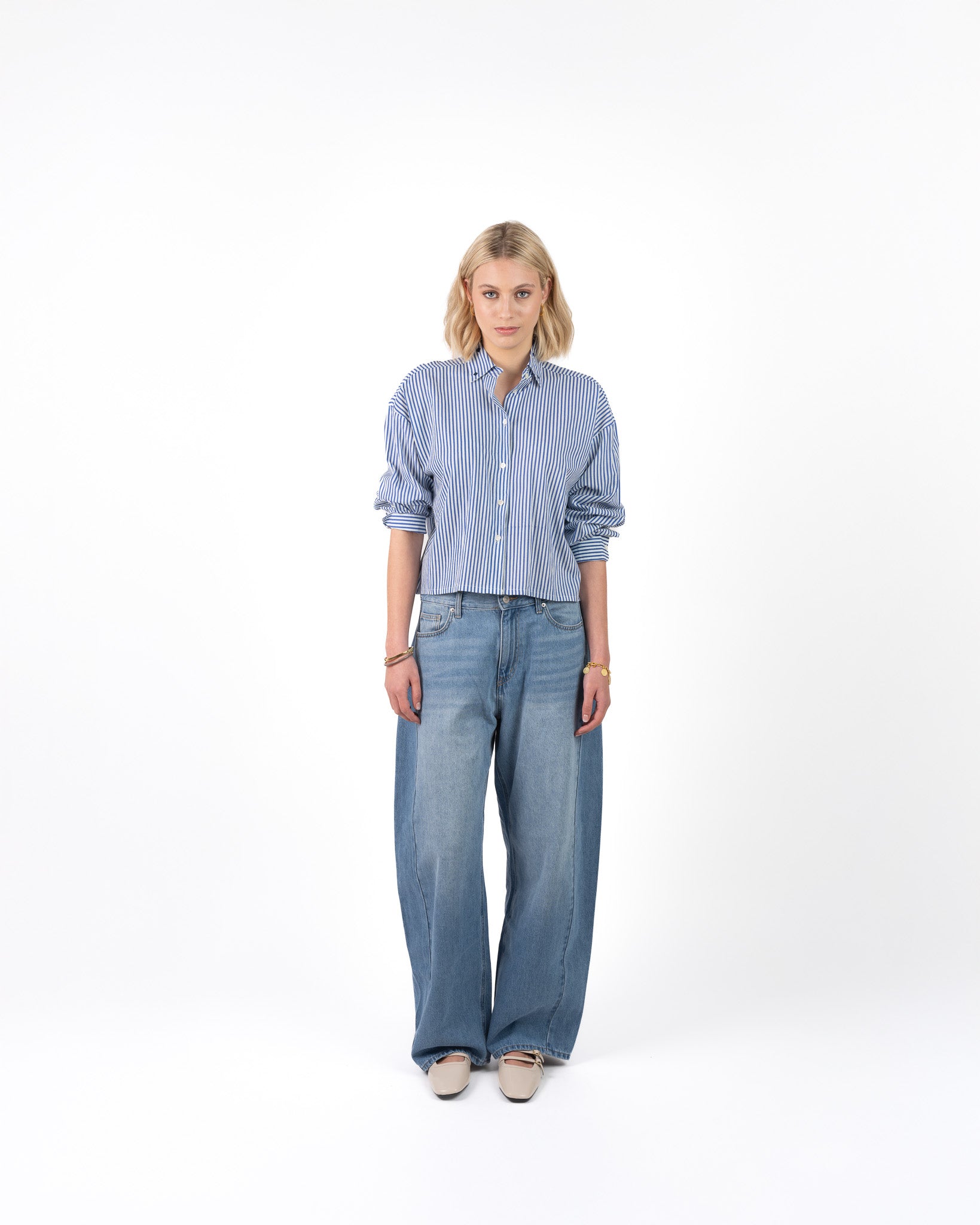 Rania Crop Blouse Ruitjes Kraag