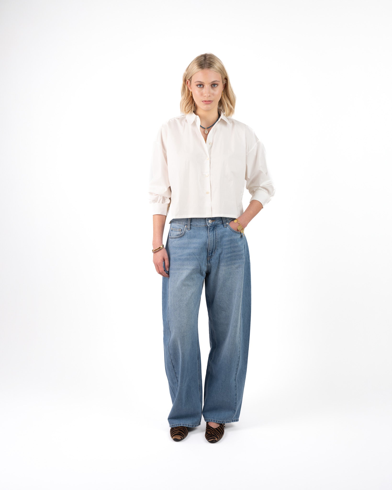 Rania Poplin Blouse Lichtblauw