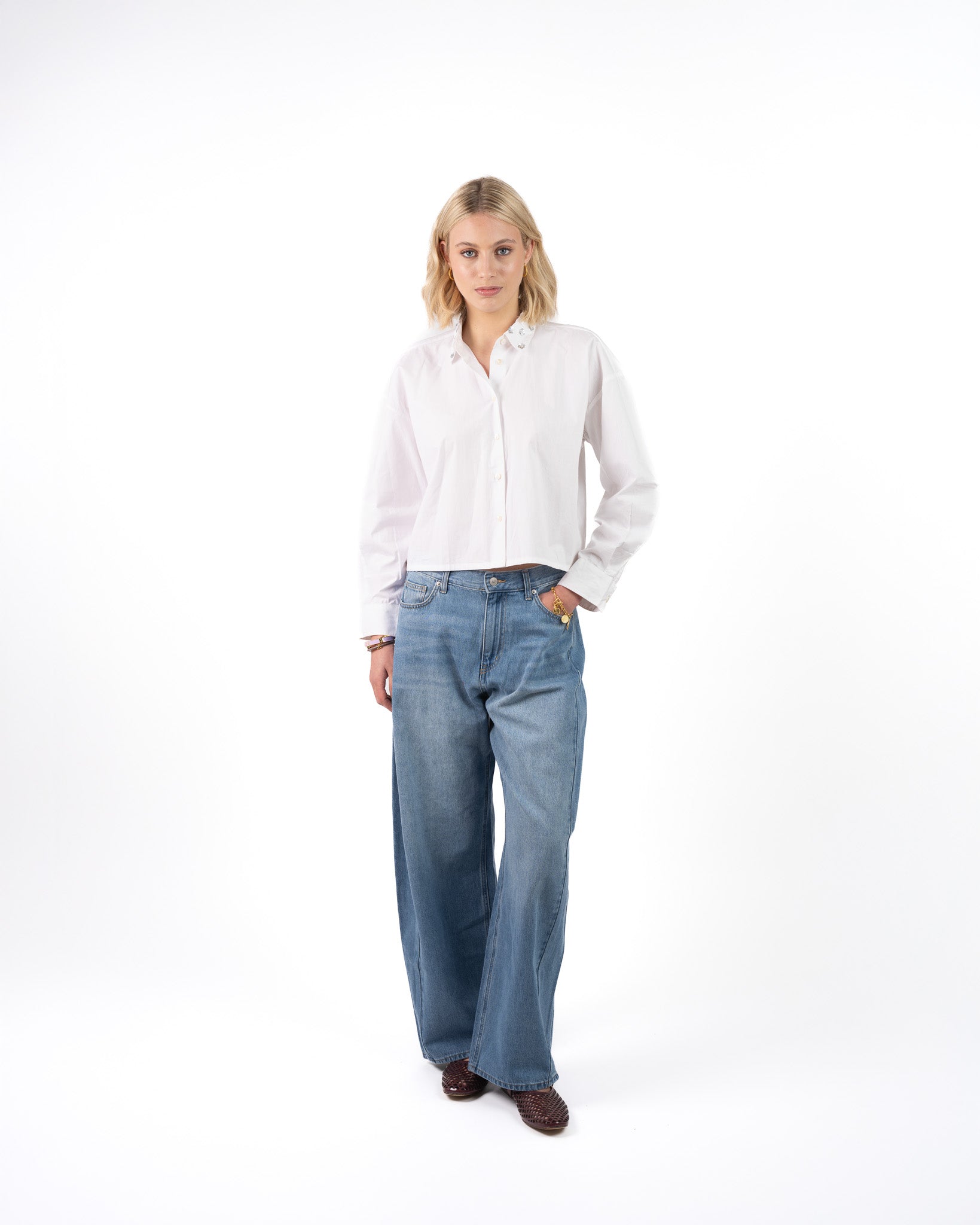 Rania Poplin Blouse Pailletten