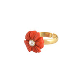 Ring Edelsteen Bloem Koraal