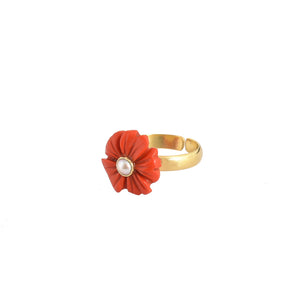 Ring Edelsteen Bloem Koraal