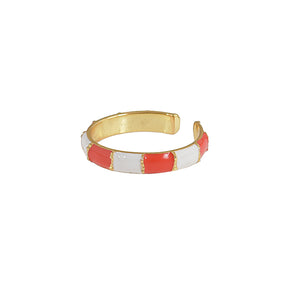 Rode Emaille Ring gestreept