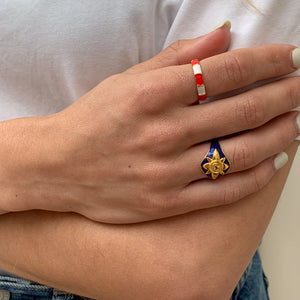 Rode Emaille Ring gestreept