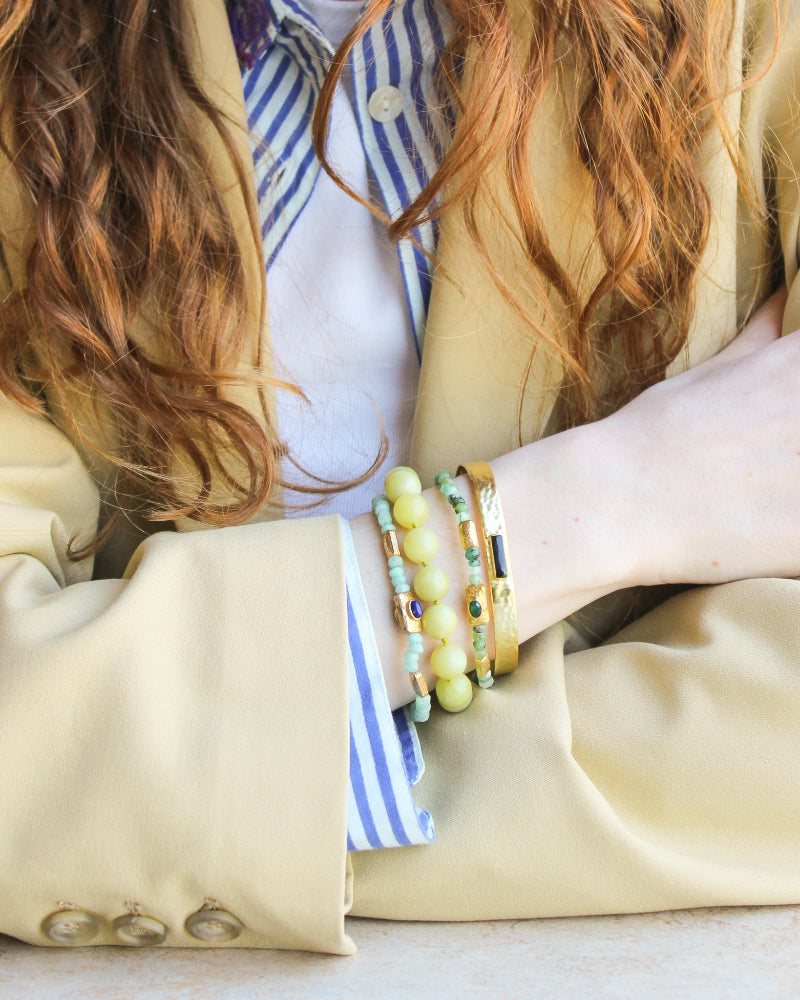Ronde Edelstenen Armband Groene Jade