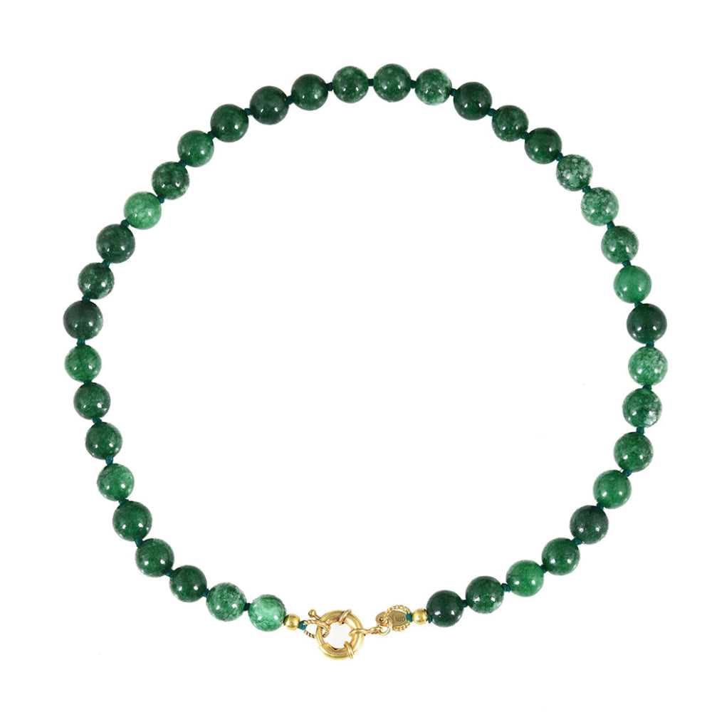 Ronde Edelstenen Ketting Groene Jade