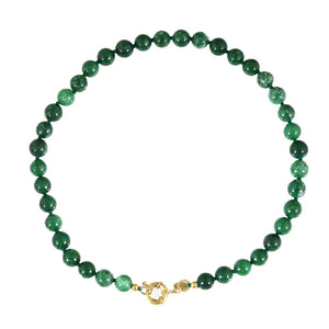 Ronde Edelstenen Ketting Groene Jade