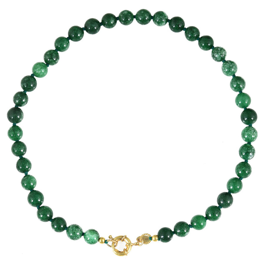 Ronde Edelstenen Ketting Groene Jade