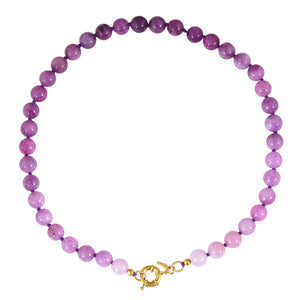 Ronde Edelstenen Ketting Paarse Jade