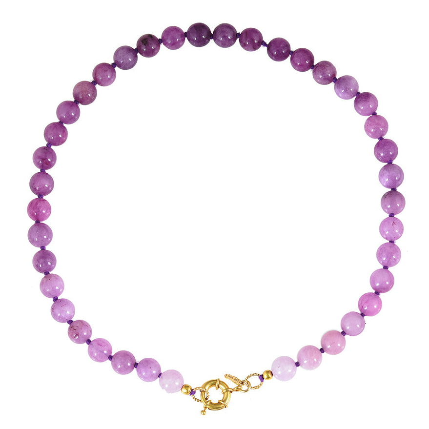 Ronde Edelstenen Ketting Paarse Jade