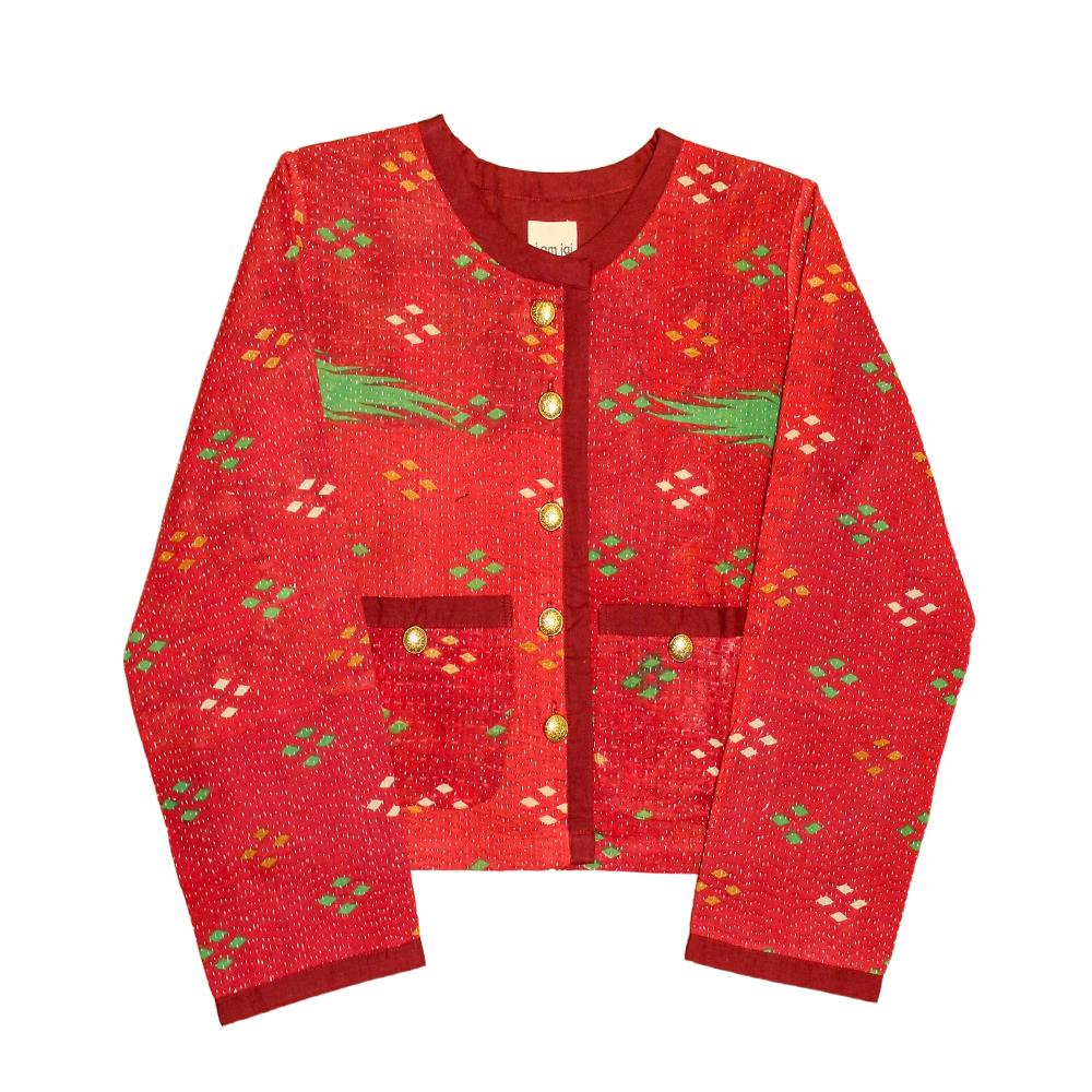 Uniek Kantha Jasje Rood