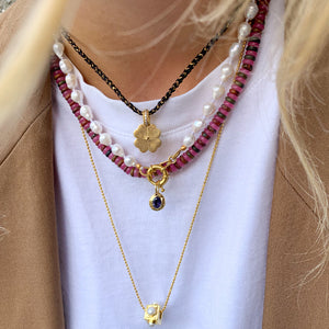 Roze Bruine Jade Edelstenen Ketting zoetwater parel ketting gouden klaver bedel zirkonia zwarte koord ketting kraalbedel parel lange gouden balletjes ketting geboortesteen saffier september 