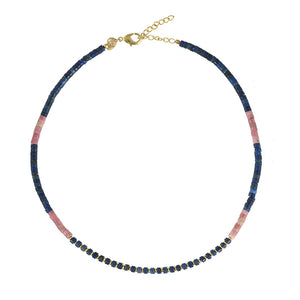 Roze En Blauwe Agaat Edelstenen ketting
