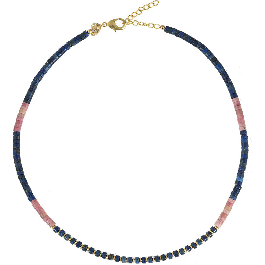Roze En Blauwe Agaat Edelstenen ketting