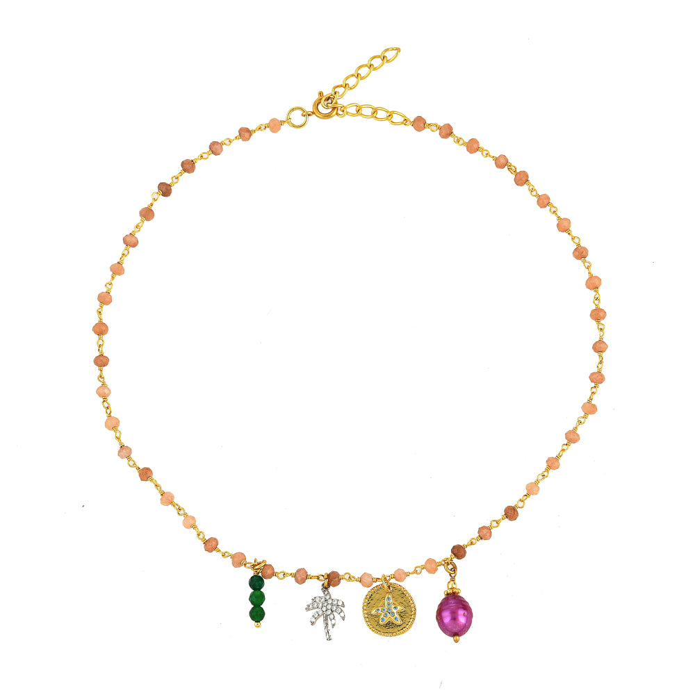 Roze Jade Ketting Met Bedels