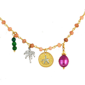 Roze Jade Ketting Met Bedels