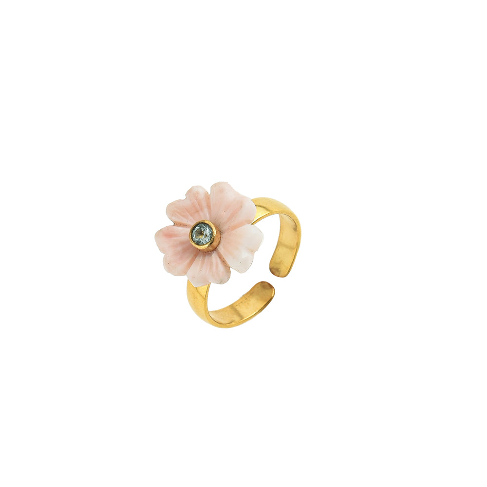 Roze Opaal Bloem Ring Zirkonia