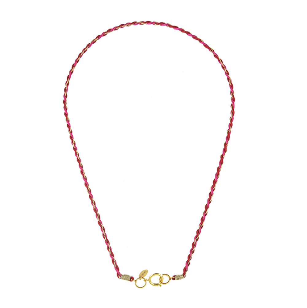 Roze rood satijnen ketting met slot