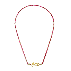Roze rood satijnen ketting met slot