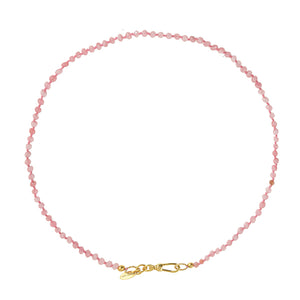 Rozenkwarts Ketting Handgeknoopt