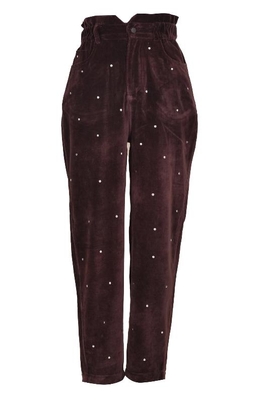 Medha Pants Burgundy With Studs