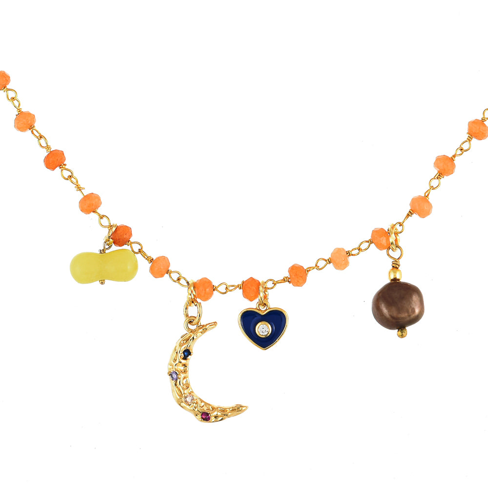 Oranje Jade Ketting Met Bedels