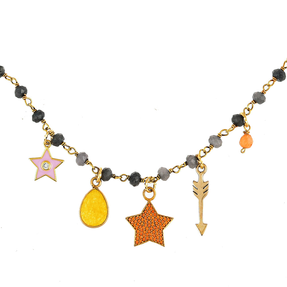 Bue Jade Necklace with Charms